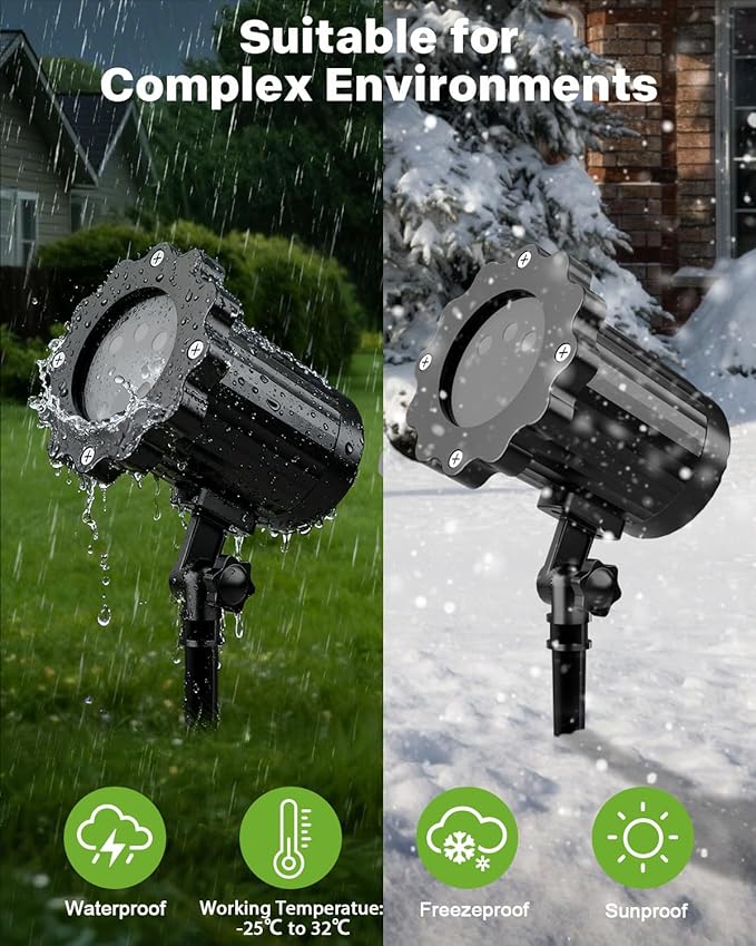 Brighter Laser Christmas Projector Lights Outdoor, Waterproof RGB 3 Colors Gypsophila Moving Twinkles Christmas Decorations Stars Light Show, Holiday Light Decorations for Yard/House/Garden/Party
