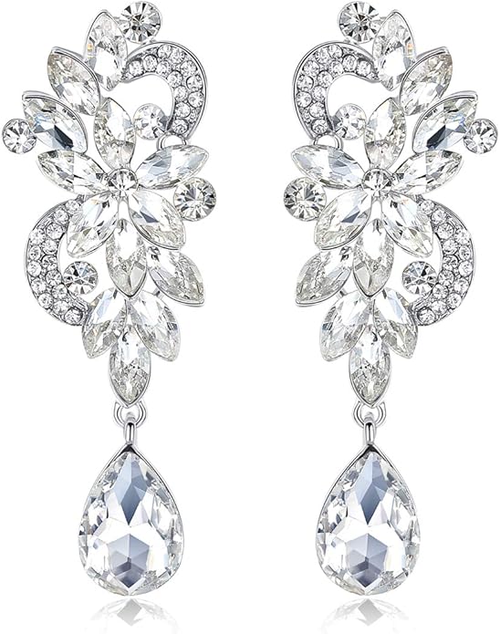 mecresh Marquise Crystal Bridal Chandelier Dangle Drop Earrings Ladies Gifts in Silver/Gold Tone