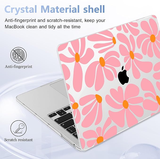 May Chen Case for MacBook Pro 13 inch M2 2023,2022,2021,2020 A2338 M1 A2251 A2289, Plastic Hard Shell Case for MacBook Pro 13" with Touch Bar Fits Touch ID, Groovy Flower