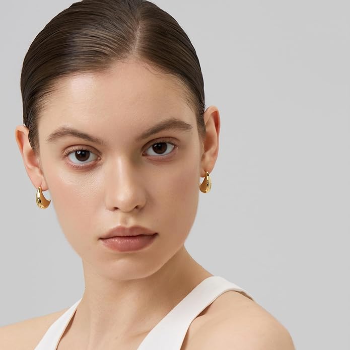 18K Gold Plated Huggie Hoop Earrings for Women, 925 Sterling Silver Post, Hypoallergenic Small Earrings