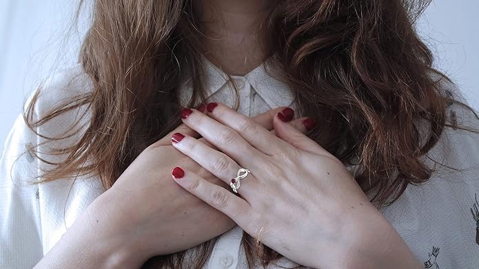 STARCHENIE Infinity Promise Ring 925 Sterling Silver Angel Wings Heart Ring for Women Size 5-10