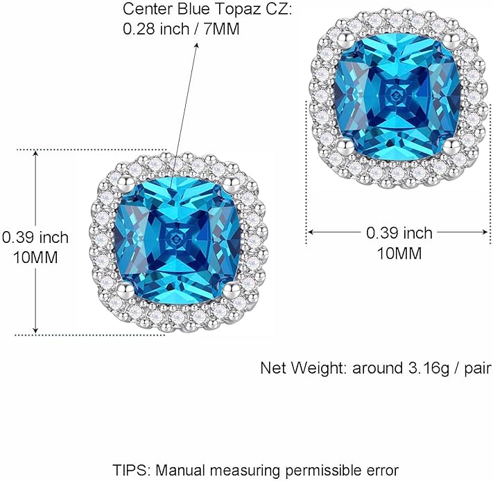 YOMELA Cubic Zirconia Earrings Studs, Halo CZ Birthstone Simulated Diamond Stud Earrings for Women