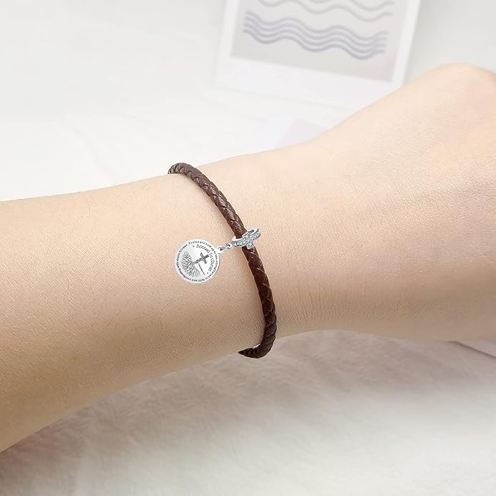 Christian Circle Praying Hand Bible Verse Dangle Charm for Pandora Bracelet