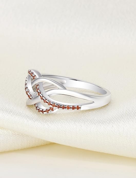 YL Celtic Knot Rings 925 Sterling Silver Twisted Knot Ring Birthstone Infinity Statement Jewelry for Women-size5