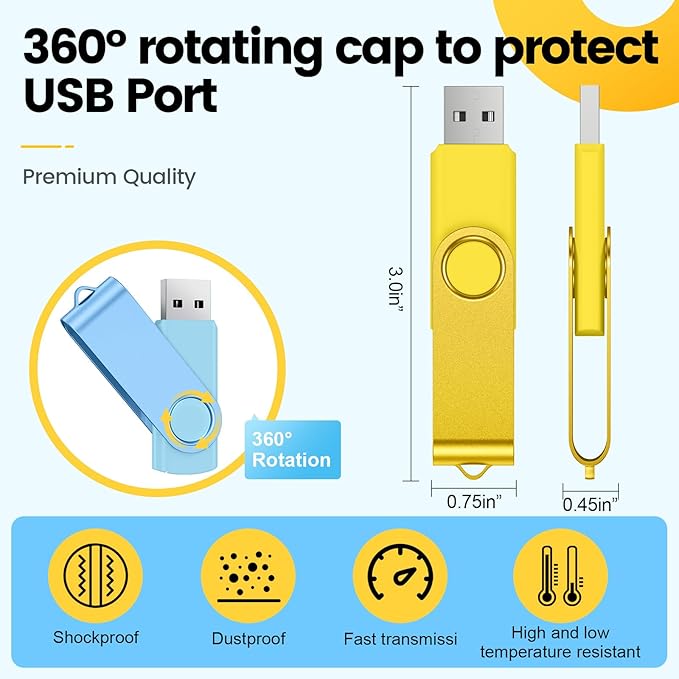 Kepmem 64GB Flash Drive 10 Pack - High Capacity USB 2.0 Memory Stick for Data Storage