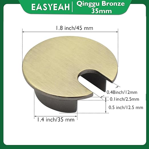 1 Pcs Desk Grommet 1-3/8" / 35 mm, Desk Cord Hole Cover, Cable Grommet Metal Zinc Alloy Materilal, Desk Hole Grommet for Home & Office Pc, Detachable Cable Cord Organizer-Bronze