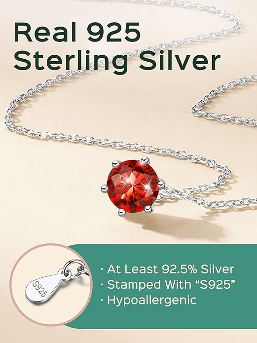 ChicSilver 925 Sterling Silver 12 Months Sparkling Round Cut Created Birthstone Pendant Necklace, 16 Inch Rolo Chain