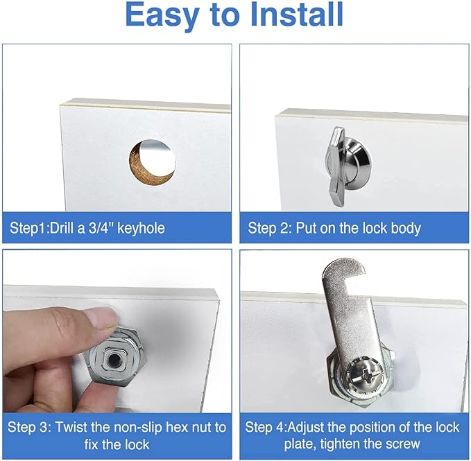Thumb Operated Offset Cam Lock, 1" Cylinder Fits on 0.7" Max Door Thickness, Non-Locking Replacement Lock for RV Compartment Camper Storage, Cabinets,Drawers (1 Inch 3Pack) Silver