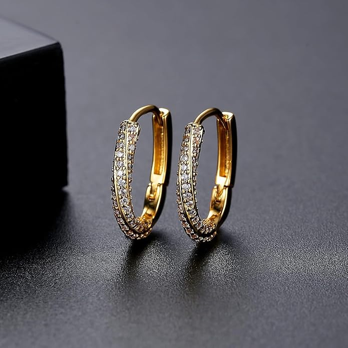 14K Gold O-Shaped Moissanite Ear Cuff, Fashionable Hollow Design, Golden Round Earrings