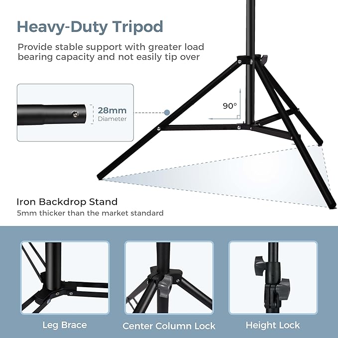 Backdrop Stand 10x7ft Adjustable Photo Backdrop Stand Kit Photography Backdrops with 4 Crossbars, Photo Studio Adjustable Background Stand for Parties/Wedding