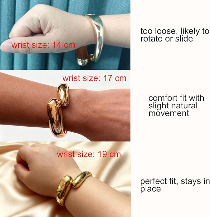 Golden Polished Chunky Twisted Hinged Waterdrop Bangle Bracelet for Women Spiraled Oval Bangle Bracelet