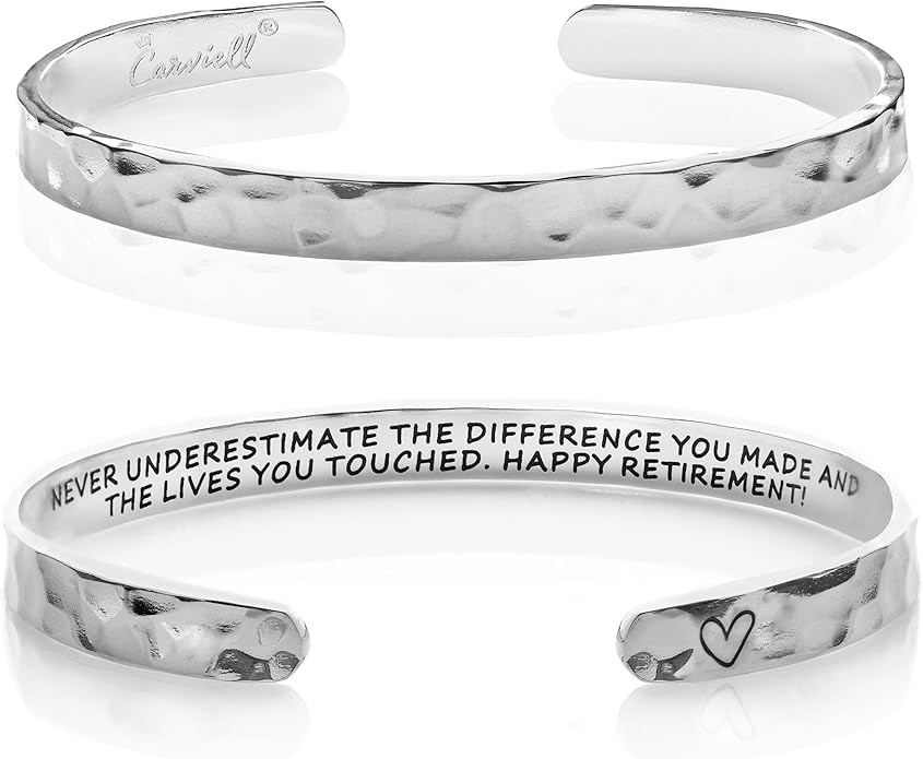 Carviell Engraved Cuff Bracelets for Women – Inspirational, Friendship, Love, Mom, Daughter, Sister, Christian, Graduation, Memorial & Wedding Gifts – 80+ Phrases – Stainless Steel, Gift-Ready