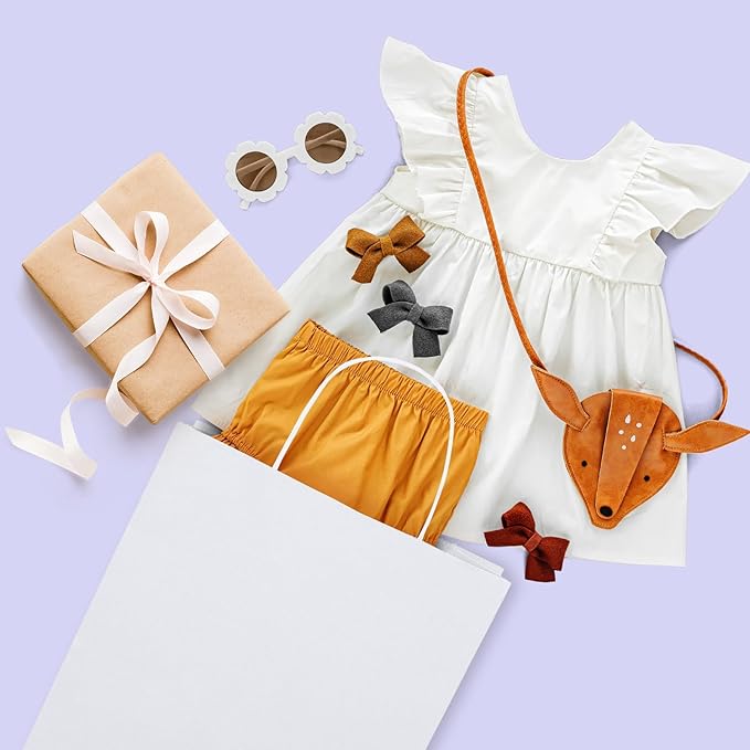 GSSUSA White Kraft Paper Gift Bag with Handles, 10x5x13 Bulk Shopping Grocery Paper Bags 300 Pcs