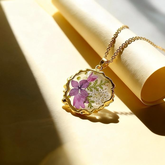 Birth Flower Necklace,1-12 Birth Month Flower Handmade Pendant Necklaces for Women Personalized Custom Floral Jewelry,Boho jewelry,Birthday Gift for Women Girls Best Friend
