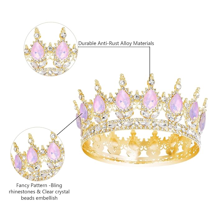 Queen Crown Rhinestone Wedding Crowns and Tiaras for Women Costume Party Hair Accessories Princess Birthday Crown Crystal Bridal Crown (Gold Fantasy Purple Crown)
