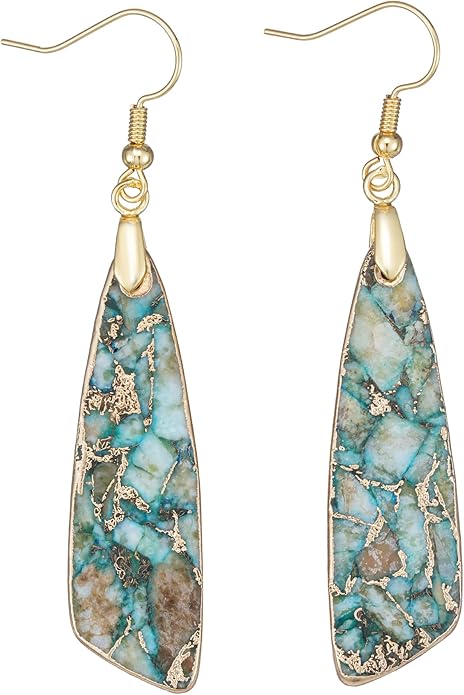 Boho Women Natural Stone Earrings Unique Healing Imperial Jasper Gemstone Energy Hypoallergenic Lightweight Dangle Drop Earrings Multiple Styles Earrings Jewelry for Birthday Party Gift