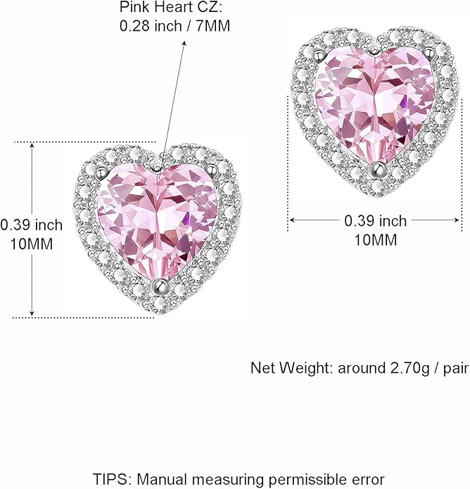 YOMELA Cubic Zirconia Earrings Studs, Halo CZ Birthstone Simulated Diamond Stud Earrings for Women