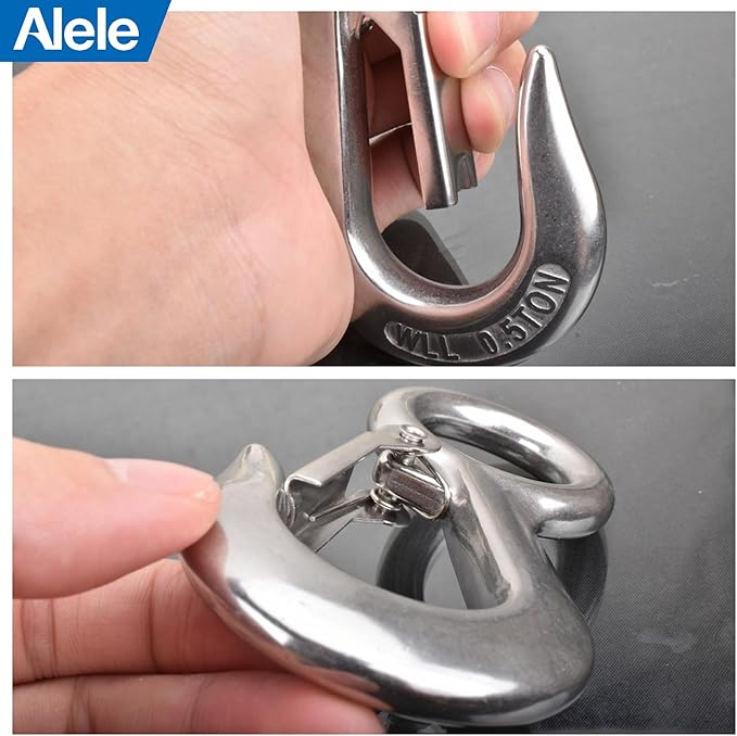 Alele 4Pack 0.5T Crane Scale Grab Hooks, Slip Hooks,Stainless Steel Lifting Hook Rigging Accessory
