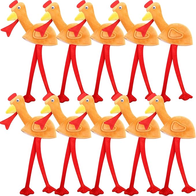 Hanaive 10 Pieces Thanksgiving Turkey Hats Bulk for Adults Turkey Costume for Dress-up Party Plush Turkey Hat Party Supplies