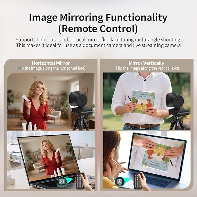 TOALLIN 4K Webcam with Ring Light, Remote Control, PDAF Auto-Focus, 1/2.5" Sensor & 12MP, Built-in Dual Mics, 5X Digital Zoom and Image Mirroring, Web Camera for Live-Streaming/Meeting/Video Calls