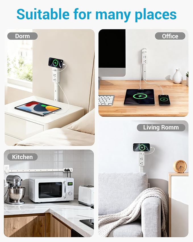 Outlet Extender Stick | Free Combination | USB-A, USB-C Port, 2 AC Outlets, Extend 9” to 36”, 360° Combine| Plug Extender | Put Behind Nightstands, Sofa, Bed, Cabinet etc.