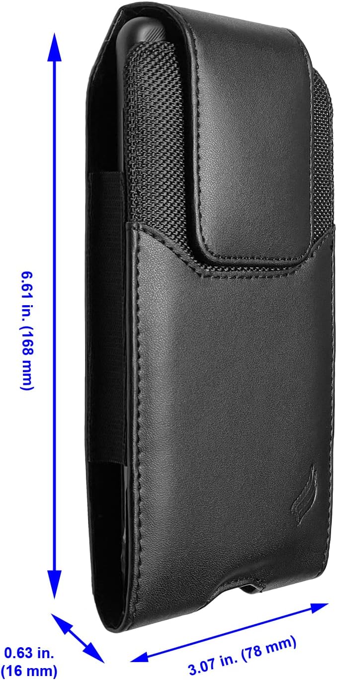 Leather Cell Phone Holster for Boost Celero 5G, Motorola Moto G 5G, Moto G Power 2021/2022/2023/2024, TCL 30 40 50 60 XE, XL, Vertical Case Waist Carrying Pouch with Belt Clip/Loops, Black