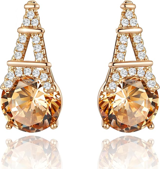 Alphabet Earring for Women, 18K Gold Plated Brass with Cubic Zirconia.