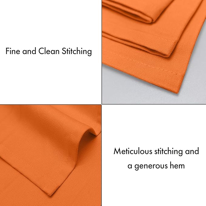 Ruvanti Premium Cloth Napkins Set of 6, 18x18 Inches, 100% Cotton, Washable, Soft & Absorbent, Perfect for Wedding, Christmas, ‎Thanksgiving Dinners - Orange Peel