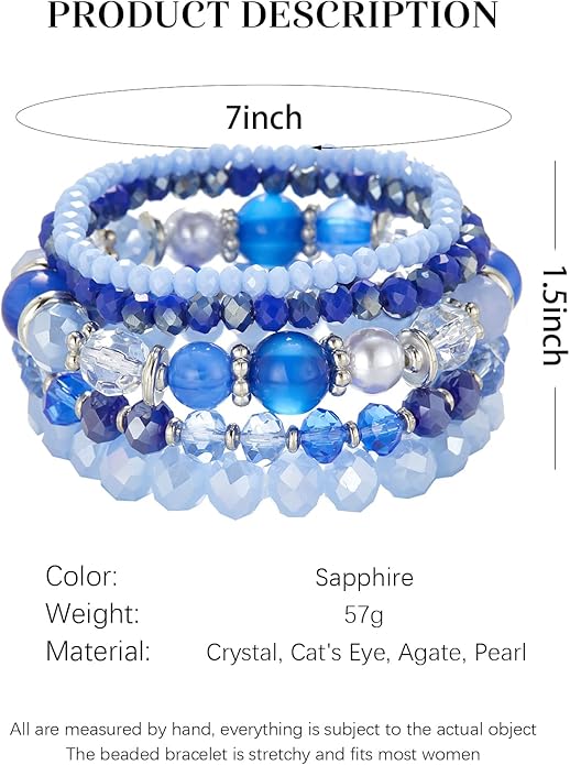 Noessla Beaded Boho Stretch Bracelet Colorful Stackable Crystal Beads Bracelets Trendy Costume Jewelry Mothers Day Gifts for Women