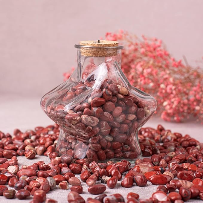 Polished Red Jasper Crystal Chips Set, 0.4", 128 Pcs - Handpicked Tumbled Stones and Crystals Bulk for Healing, Reiki, Meditation, Witchcraft and Home Decor