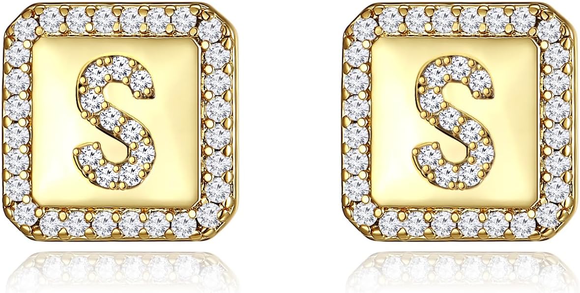 Gold Earrings for Women 24K Gold Filled Initial Earrings for Women S925 Earrings Gifts for Her