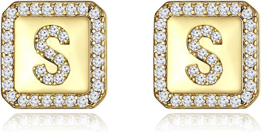 Gold Earrings for Women 24K Gold Filled Initial Earrings for Women S925 Earrings Gifts for Her