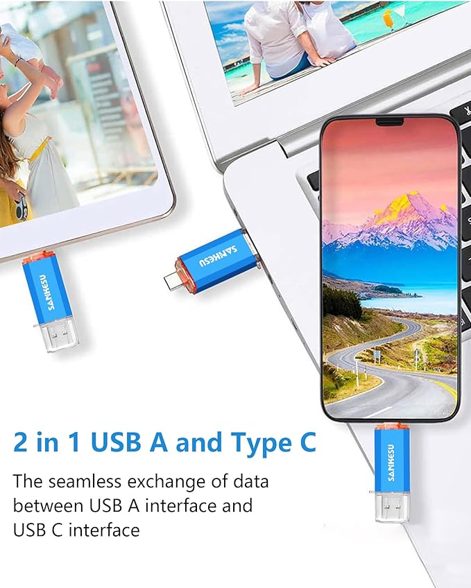 64GB 3 Pack 2-in-1 USB C Flash Drive Type-A+Type-C 3.1 Dual Drive OTG,Speed Up to 120MB/s USB C Storage Flash Drive Compatible with iPhone 16/15, Android Smartphone/Tablets/Computers