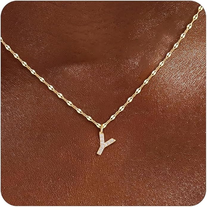 Initial Necklaces for Women,14K Gold Plated Necklaces, A-Z Letter Pendant Charm Necklace Trendy Dainty Hypoallergenic CZ Custom Personalized Name Necklace Gold Jewelry Birthday Christmas Gift for Her