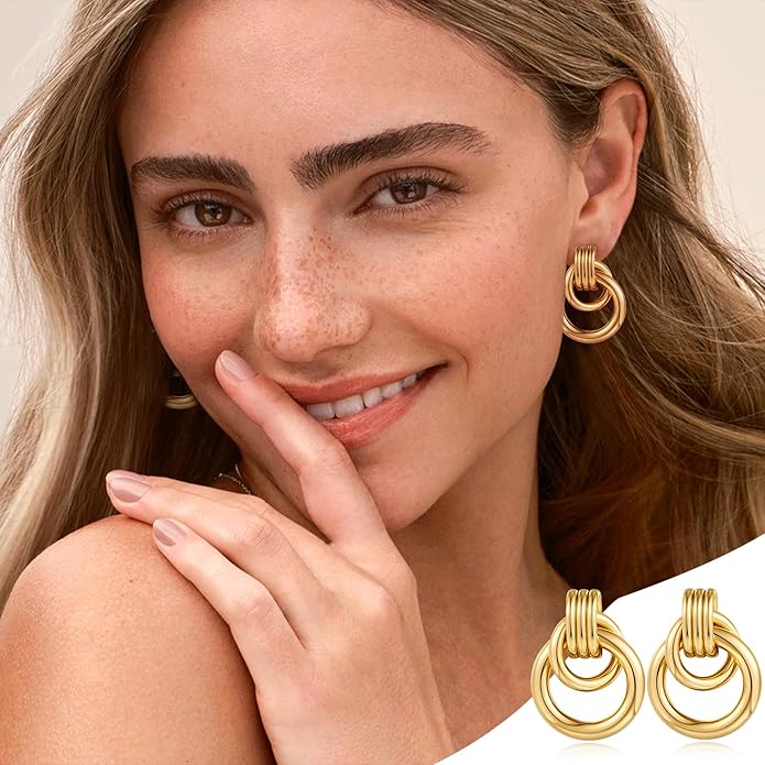Gold Geometric Drop Dangle Earrings for Women Long Link Dangle Earrings Jewelry Gift