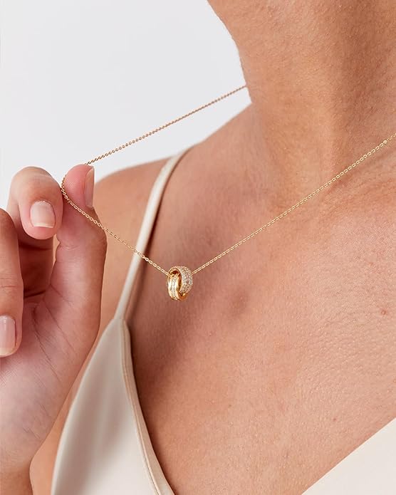 14K Gold Plated CZ Minimalist Dainty Pendant Necklace | Gold Necklace for Women | Daily Wear Gold Jewelry