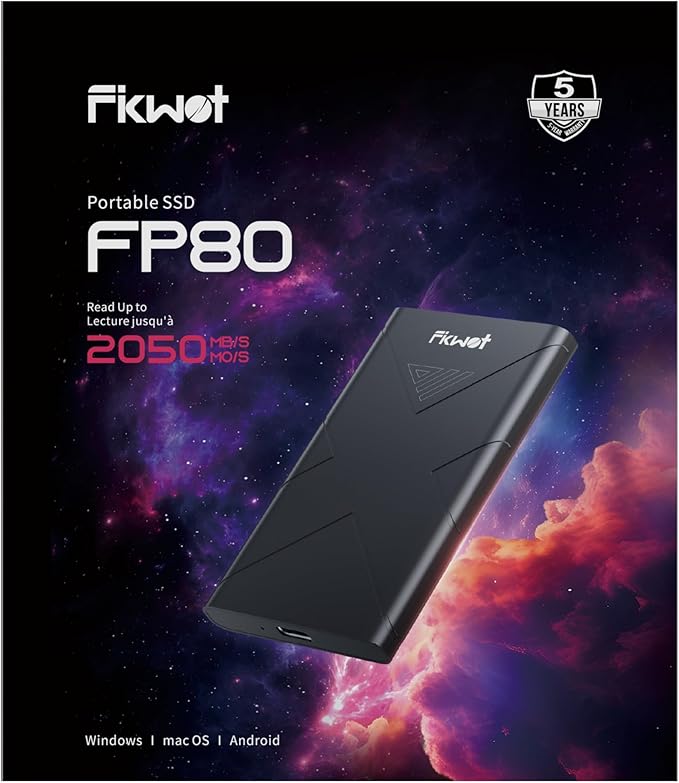 2TB External SSD, Portable SSD, Up to 2000MB/s, USB 3.2 Gen2x2 External Solid State Drives, Compatible with Smart TV, PS5/PS4(Pro), iPhone 15/16, Xbox, Mac & Windows and Other Devices(FP80)