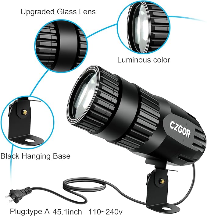Led Pinspot Light 3 Pack, Czgor Disco Ball Spotlight 15W RGBW 4 in 1 Mirror Ball Lights with Remote Control Super Bright LED Pin Spot Lighting for Parties DJ Club Bar Wedding
