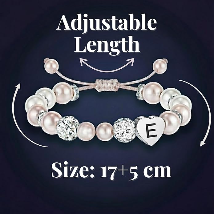 Solza Heart Bead Initial Bracelet – Personalized Stainless Steel Beaded Bracelet with Letter Charm, Adjustable Heart Bracelet, Fashion Jewelry Gift, Stackable Personalized Jewelry Accessory