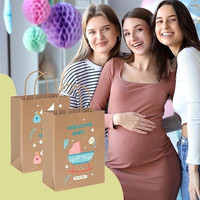 MESHA Gift Paper Bags 200 PACK 8x4.25x10.5'' Brown Medium Shopping Kraft Bags Bulk with Handles Reusable for Business,Grocery,Birthday,Wedding,Kids Party,Favors