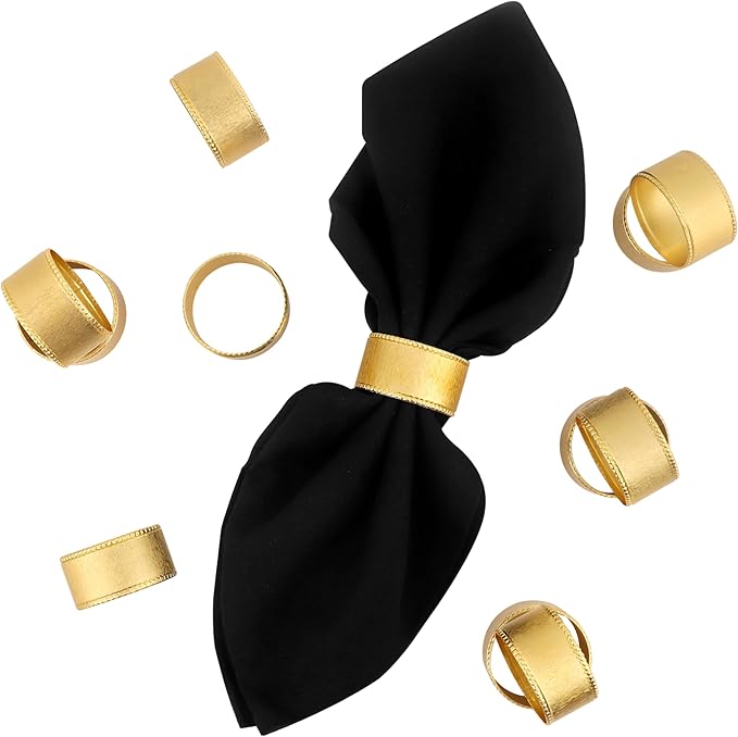 Napkin Holders for Cloth Napkins Round Serviette Rings Ribbed Napkin Ring Gold Napkin Rings Set of 12 Metal Napkin Rings Dinner Thanksgiving Wedding Christmas Party Kitchen Table Decoration