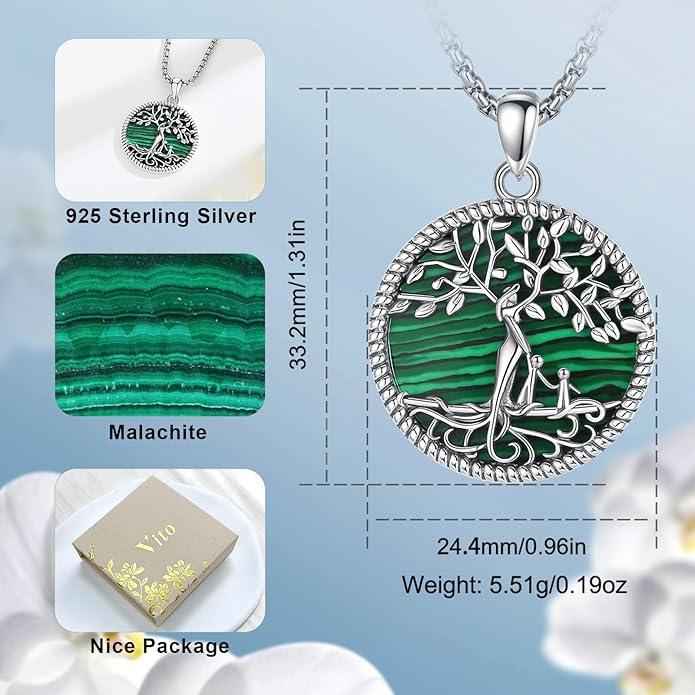 Vito 925 Sterling Silver Tree of Life Necklace for Women, Mother Tree Pendant for Mom Mother Necklace Mother's Day Jewelry Gift for Wife Grandma, 18/22 Inch Chain