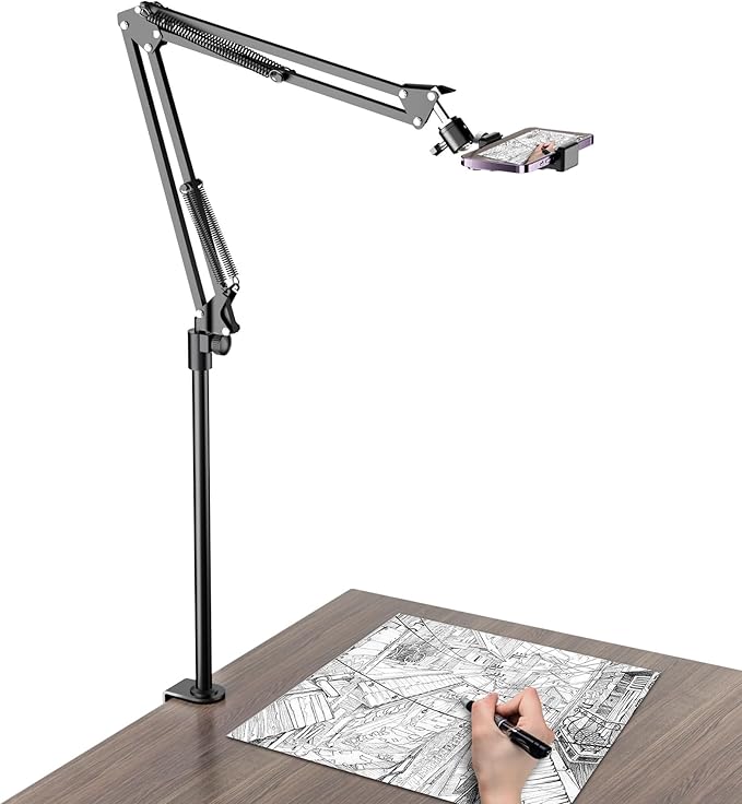 Tall Overhead Camera Mount, High Desk Phone Tripod Mount for Video Recording, Content Creator Essential Compatible with iPhone Compact Cam for Live/YouTube/TikTok