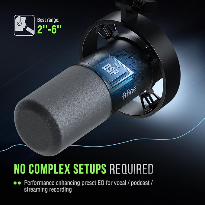 FIFINE K688 Podcast Microphone Kit, USB/XLR Dynamic Microphone with Boom Arm for PC/XLR Mixer, Gaming Mic with Mute Button, Headphone Jack for Vocal, Voice-Over, Streaming, Music Recording -K688CT