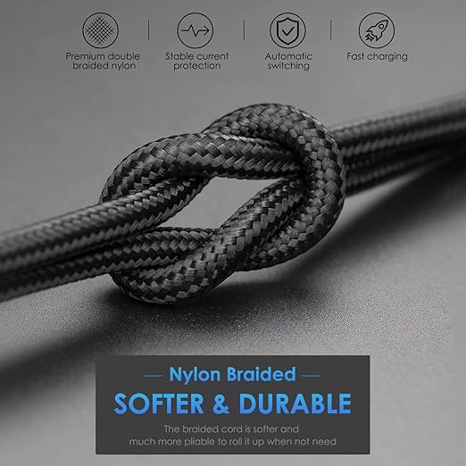 iPhone Charger Cable [Apple MFi Certified] 3Pack 3FT USB-A to Lightning Cable Nylon Braided Fast Charging Cord Compatible with iPhone 14/13/12/11 Pro Max/XR/XS/X/8/7/Plus/6S iPad/iPod/AirPods