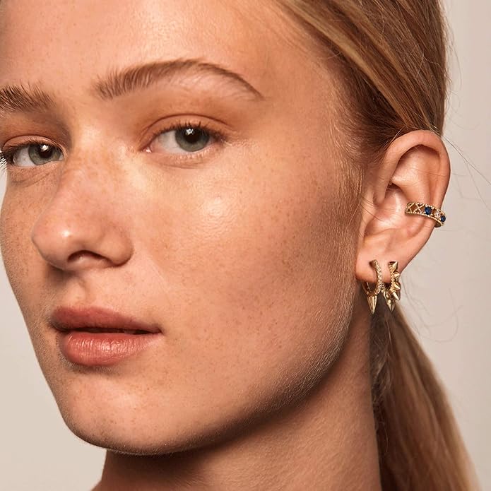 MYEARS Women Earrings Gold Huggie Hoop Ear Stud Cuff 14K Small Simple Hypoallergenic Everyday Jewelry