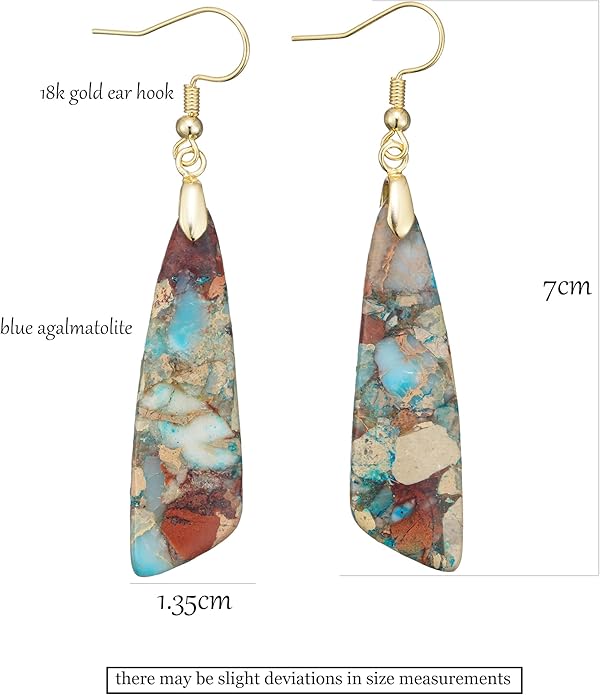 Boho Women Natural Stone Earrings Unique Healing Imperial Jasper Gemstone Energy Hypoallergenic Lightweight Dangle Drop Earrings Multiple Styles Earrings Jewelry for Birthday Party Gift