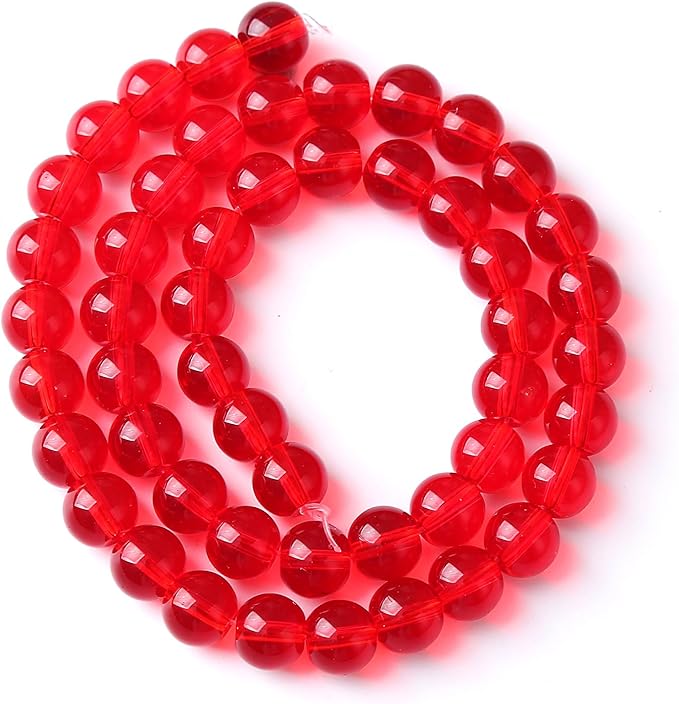 10mm 37pcs Garnet Red Glass Crystal Beads Natural Stone Beads for Jewelry Making Crystal Energy Healing Power Stone Beads DIY Bracelet Necklace Accessories (Red Glass, 10mm)