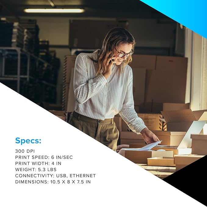 Zebra ZD421 Thermal Transfer & Direct Thermal Desktop Printer 203 dpi Print Width 4-inch USB/USB Host/Modular Connectivity ZD4A042-301M00EZ | Includes Jetset Software