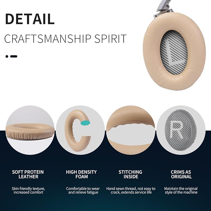 Ear Pads for Bose QC35: Durable Comfortable Noise Cancellation Replacement Cushion Earpads for Bose Quitecomfort 35 QC35 QC35 ii Headphones with Good Audio Quality